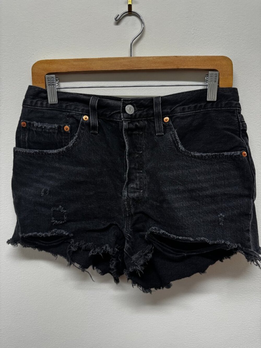 Levi's 501 Summer Fringe High Rise Short Black Shorts - W30